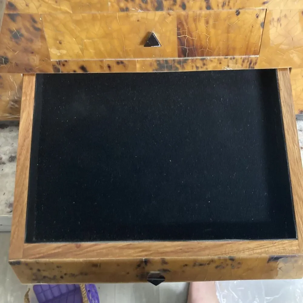 Pyramid Form Jewelry Box by Maitland Smith Veneered Coconut Shell